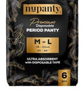 Pack of Nupanty disposable period panties with packaging details on a white background