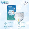 Lyfcare baby diaper package with a diaper on a light blue background