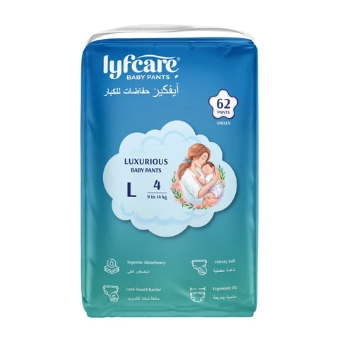 Lyfcare Baby Pants Style Diaper | L Size | (Pack of 62)