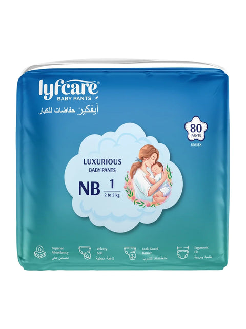 Lyfcare New Born Pants Style Baby Diaper | NB | (Pack of 80)
