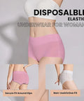 Disposable elastic underwear for women with text on a gray background