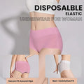 Light pink high-waisted women's underwear on model, thin and lightweight, breathable, soft, flexible, body-fitting, and easy to sanitize