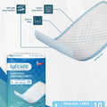 Lyfcare Multi Purpose Disposable Matty under pad in Large size (60 x 90 cm), highlighting its soft, super absorbent, and easy-to-use design for daily use