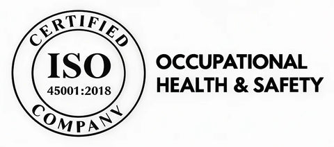 ISO 45001:2018 Occupational Health & Safety Certified Company logo and text on a white background.