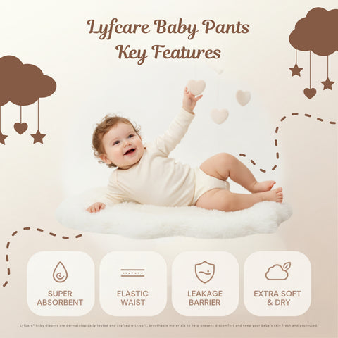 Lyfcare Baby Diapers - Super Absorbent Pull-Up Pants for All-Day Comfort