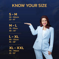 Nupanty Premium Disposable Period Panty Size Guide (waist in cm and inches): S-M (58-104cm / 23-41"), M-L (76-111cm / 30-44"), L-XL (89-122cm / 35-48"), XL-XXL (115-140cm / 45-55")