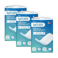 Three packages of lyfcare multi-purpose disposable matts on a white background