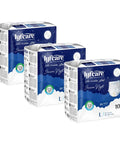 Three packages of lyfcare products on a white background