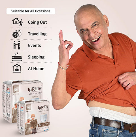 Lyfcare Classic Pull-Up Pants Adult Diapers |M Size| (Pack of 10)