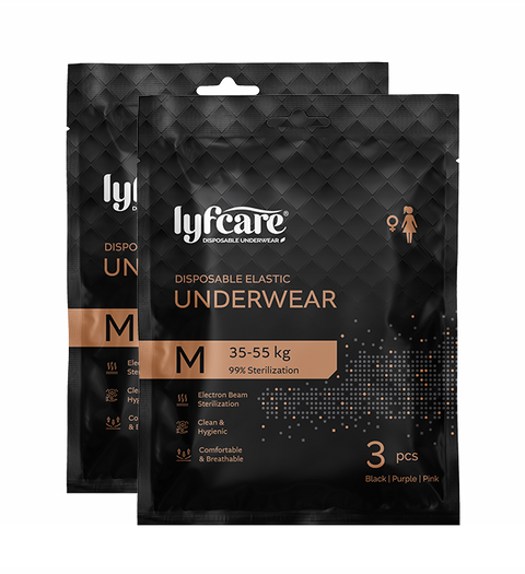 Lyfcare Women Disposable Elastic Underwear Black-purple-pink Panty | M-size 35-55kg | 6Pcs | Women Disposable Black, Purple, Pink Panty