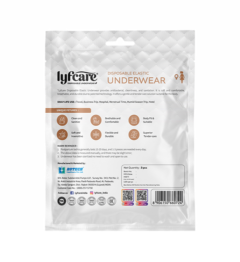 Lyfcare Women Disposable Elastic Underwear white Panty | M-size 35-55Kg | 12 Pcs | Women Disposable White Panty