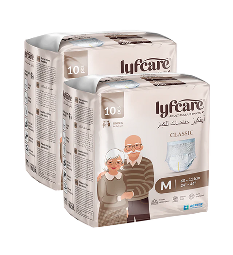 Lyfcarewellness lyfcare Classic Pull Up Pants Waist Size 24-44 Adult Diapers M-20 Pieces
