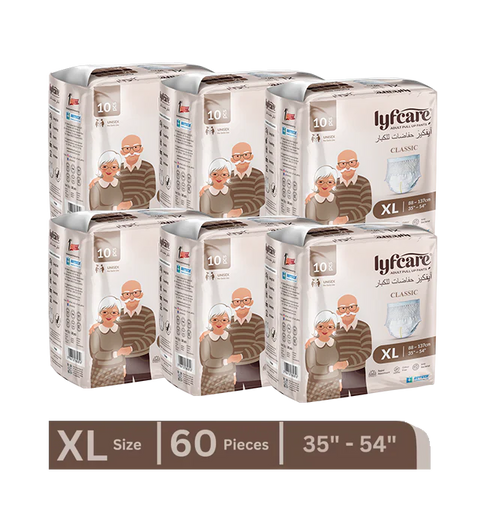 Lyfcare Classic Pull-Up Pants Adult Diapers |XL Size| (Pack of 60)