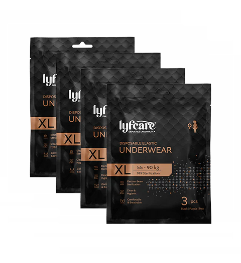 Lyfcarewellness Lyfcare Women Disposable Elastic Underwear Black purple pink Panty XL size 55-90kg 12Pcs Women Disposable Black Purple Pink Panty