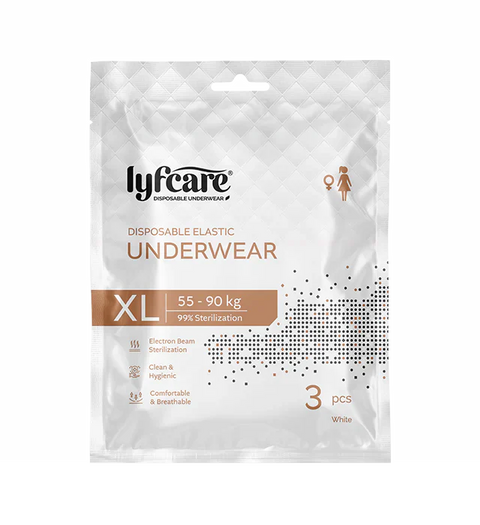 Lyfcarewellness lyfcare Women Disposable Elastic Underwear white Panty XL size 55-90Kg 3Pcs Women Disposable White Panty