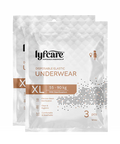 Pack of lyfcare disposable elastic underwear packaging on a white background