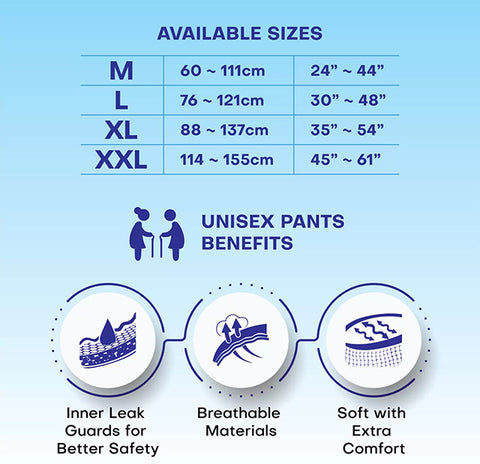 Lyficare Classic Pants | Waist Size (24-44 Inch) Adult Diapers - M  (20 Pieces)