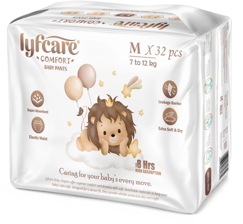 Lyfcare Baby Diaper Pull-Up Pants M Size - Gentle on Baby Skin