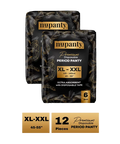 Two packages of nupanty premium disposable period panties with packaging details.