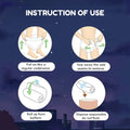Diagram illustrating four steps for using Lyfcare Adult Diapers: Pull on, Tear away side seams to remove, Roll up from the bottom, and Dispose responsibly (do not flush)