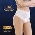 Nupanty Premium Disposable Period Panty on a woman, highlighting 360° Protection for comfortable and secure wear during a heavy flow