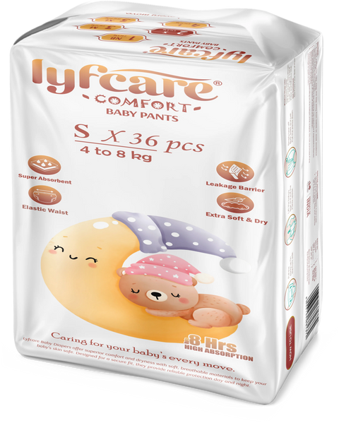 Lyfcare Baby Diaper Pull-Up Pants S Size - Soft Breathable and Absorbent
