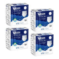 Four boxes of Lyfcare Secure Night XXL diapers on a white background
