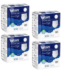 Four boxes of Lyfcare Secure Night XXL diapers on a white background