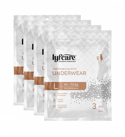 Lyfcare Disposable Elastic Underwear for Women White L Size Pack of 12 – travel underwear for women, hygienically sealed