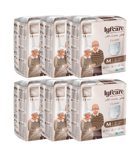 Lyfcare Classic Pull-Up Pants | Waist Size (24-44 Inch) Adult Diapers - M  (60 Pieces)