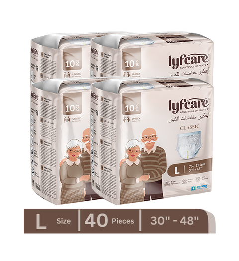 Lyfcarewellness lyfcare Classic Pull Up Pants Waist Size 38-48 Adult Diapers L-40 Pieces