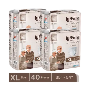 Lyfcare Classic Pull-Up Pants Adult Diapers |XL Size| (Pack of 40)