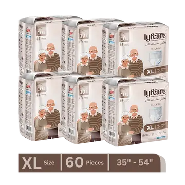 Lyfcare Classic Pull-Up Pants Adult Diapers |XL Size| (Pack of 60)