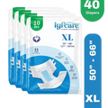 Lyfcarewellness lyfcare Classic Tape Style Unisex Waist Size 50-66 Inch Adult Diapers XL-40 Pieces
