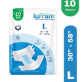 Lyfcarewellness lyfcare Classic Tape Style Unisex Waist Size 30-58 Inch Adult Diapers L-10 Pieces