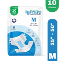 Lyfcarewellness lyfcare Classic Tape Style Unisex Medium Waist Size 25-50 Inch Adult Diapers M-10 Pieces
