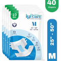 Lyfcarewellness lyfcare Classic Tape Style Unisex Medium Waist Size 25-50 Inch  Adult Diapers M-40 Pieces