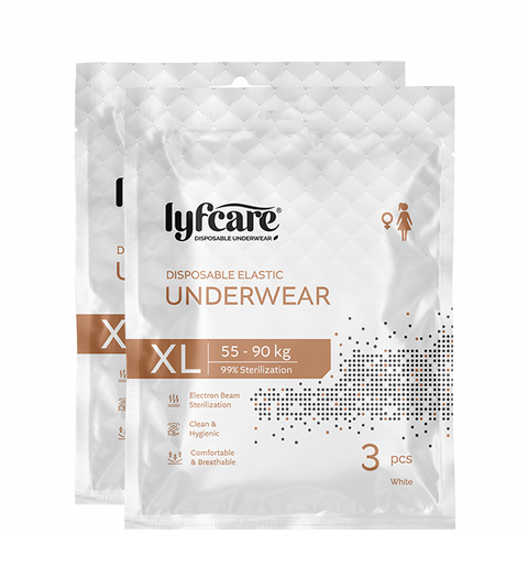 Lyfcare Women Disposable Elastic Underwear white Panty | XL-size 55-90Kg | 6Pcs | Women Disposable White Panty