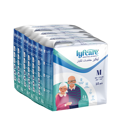 Lyfcare Pull-Up Pants | Waist Size (24-33 Inch) Adult Diapers - M  (60 Pieces)