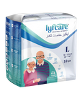 Box of lyfcare adult pull-up pants with an illustration of an elderly couple on a white background