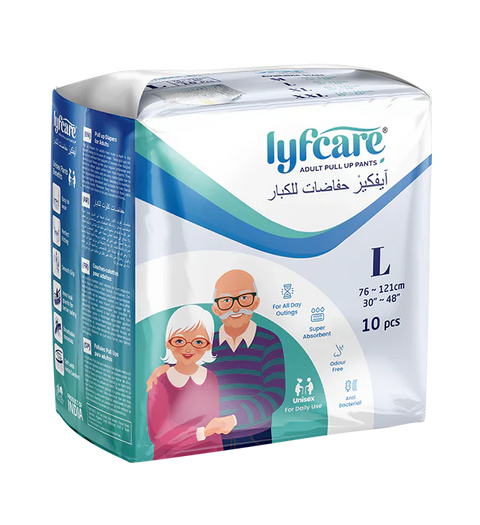Lyfcarewellness lyfcare Pull Up Pants Waist Size 30-39 Inch Adult Diapers L-10 Pieces