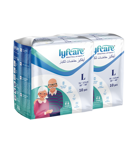 Lyfcare Pull-Up Pants | Waist Size (30-39 Inch) Adult Diapers - L  (20 Pieces)