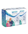 Pack of lyfcare adult pull-up pants on a white background