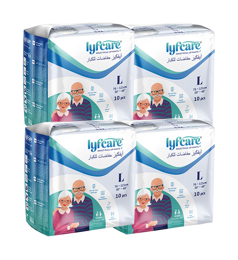 Lyfcare Pull-Up Pants | Waist Size (30-39 Inch) Adult Diapers - L  (40 Pieces)