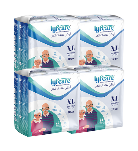 Lyfcare Pull-Up Pants | Waist Size (35-54 Inch) Adult Diapers - XL  (40 Pieces)