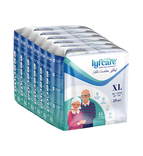 Lyfcare Pull-Up Pants | Waist Size (35-54 Inch) Adult Diapers - XL  (60 Pieces)