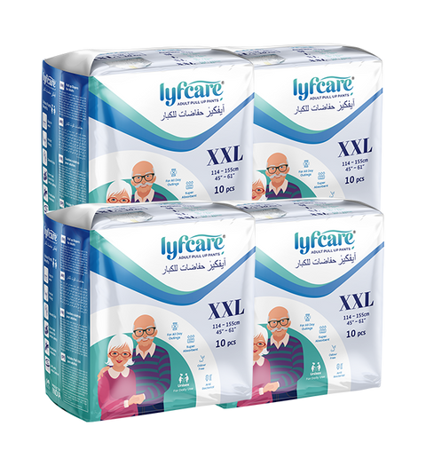 Lyfcare Pull-Up Pants | Waist Size (45-61 Inch) Adult Diapers - XXL  (40 Pieces)