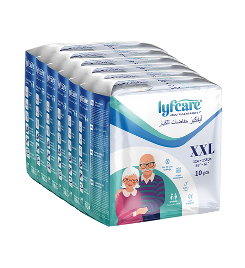 Lyfcare Pull-Up Pants | Waist Size (45-61 Inch) Adult Diapers - XXL  (60 Pieces)