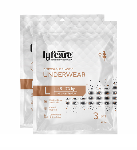 Lyfcare Women Disposable Elastic Underwear white Panty| L-size 45-70Kg | 6Pcs | Women Disposable White Panty