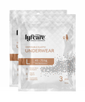 Pack of lyfcare disposable elastic underwear on a white background